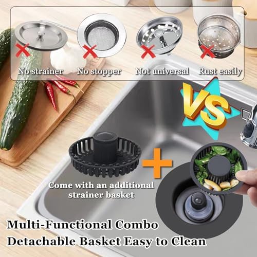 3 in 1 Kitchen Sink Stopper, Pop Up Kitchen Sink Drain Strainer