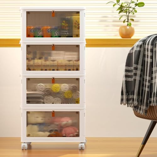 4 Tier Plastic Storage Bins with Lid 23QT, Stackable Storage Bins