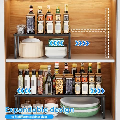 Cabinet Shelves, 2 Pack Stackable Shelves for Pantry Storage