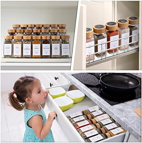 Spice Jars with Label,Seasoning Organizer,Spice Organizer,Glass Spice Jars