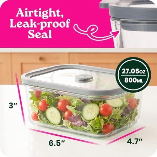 6 Pack Non-Toxic Glass Storage Containers with Glass Lids –27 Oz Borosilicate Glass Meal Prep Containers for Lunch, Airtight Food Storage