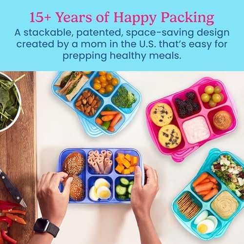 Easyboxes Stackable 5-Compartment Lunch Boxes, 8-Piece Set