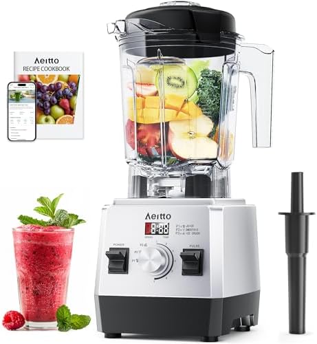 Aeitto Blenders for Kitchen with 68Oz. Jar, 1800W Max Power Smoothie Blender, 3 Preset Programs & 7 Speeds, Professional Countertop Blender for Smoothies, Ice Crush, Frozen Drinks, Silver by Aeitto