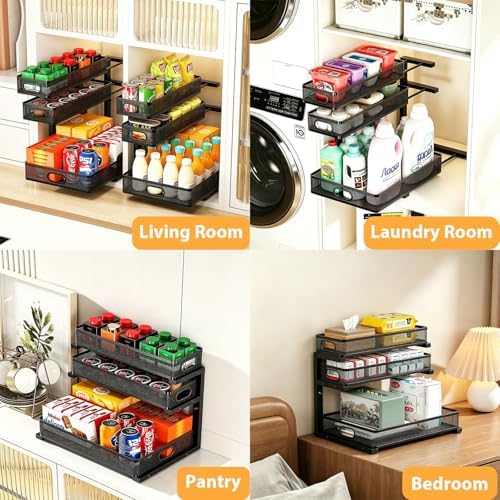 2 Pack Under Sink Organizer, 3-Tier Pull Out Cabinet Organizer and Storage