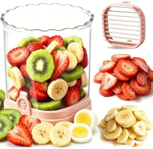 Hendiy Strawberry Slicer with Stainless Steel Blades | Egg & Fruit Slicer Cup for Banana, Cucumber, Mushroom | ABS Detachable Kitchen Gadget - Precision Berry Cutter Tool (1-Pack) by Hendiy