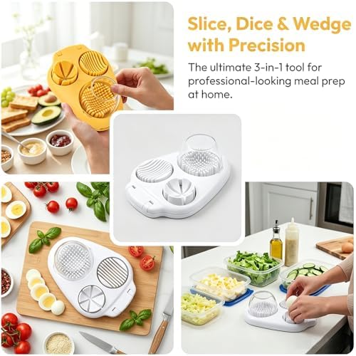 2-Pack 3-in-1 Egg Slicer, Stainless Steel Cutter - Image 4