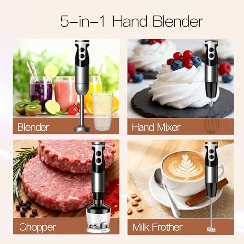 MEGAWISE 1000W Hand Blender,Multi-Attachment Immersion Blender with Chopper - Image 3