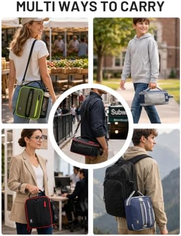 Expandable Small Lunch Box for Men Women Kids Work School, Grey/Orange