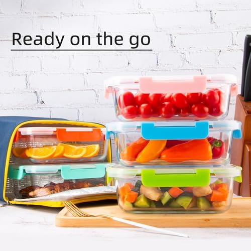 Glass Meal Prep Containers with Lids(5 Pack, 34oz)