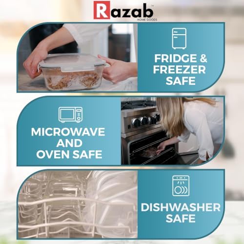 10 Cups/ 80 Oz 4 Pc (Set of 2) Glass Food Storage Containers with Airtight Locking Lids-For Storing & Serving Food. BPA Free & Leak Proof - Microwave, Dishwasher, Fridge, Freezer and Oven Safe