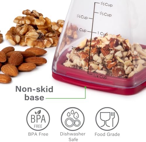 PrepWorks Manual Nut Chopper, Chop Nuts With Coarse and Fine Functions, Red