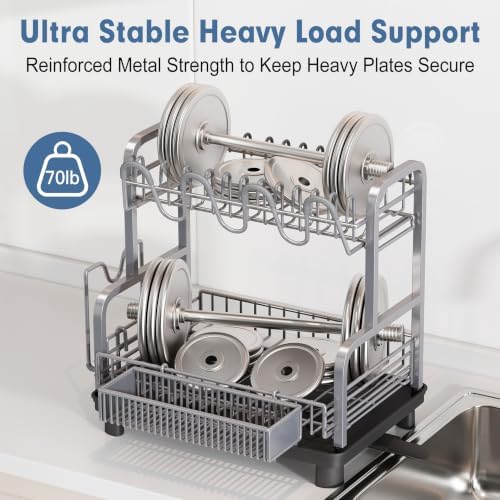 Dish Drying Rack for Kitchen Counter, Dish Drainer with Drainboard