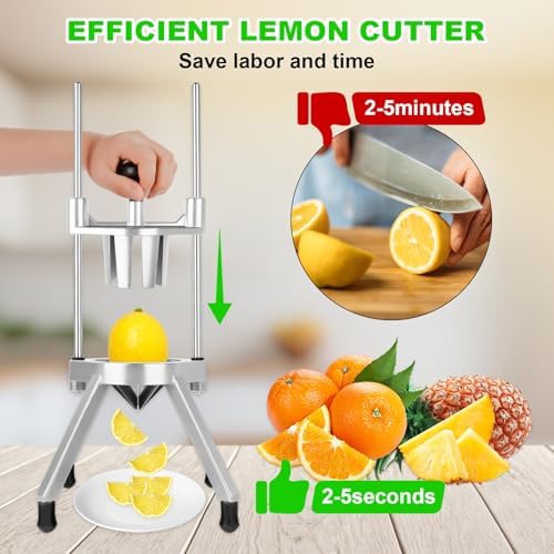 Commercial Lemon Cutter 8-Section with V-Shaped 420 Stainless Steel Blades Stainless Steel Blade Fruit Lemon Slicer Wedges Cutter for Fruits and Vegetables for Home&Commercial Use - Image 2