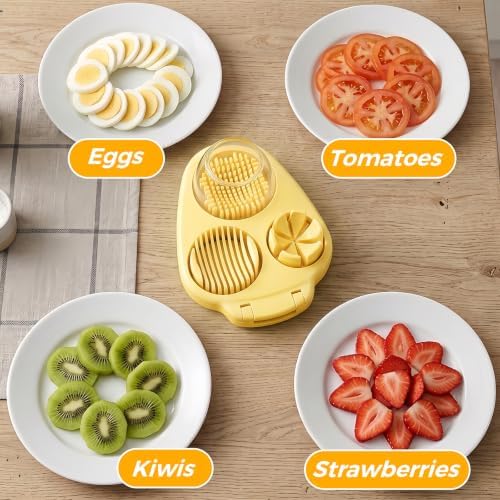Joyzan 3 in 1 Egg Slicer, Hard Boiled Eggs 3 Way Cutter Manual Strawberry - Image 3