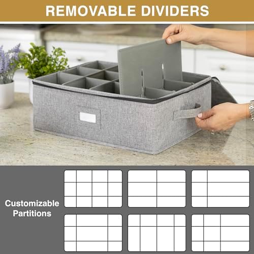 Cup and Mug Storage Box, Hard Shell, Stackable Storage Container with Lid