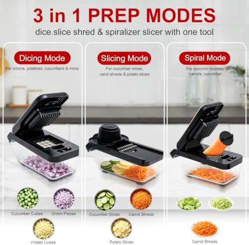 Vegetable Chopper, 10-in-1 Mandoline Slicer and Chopper with 10 Interchangeable Blades & Container, 304 Stainless Steel Press Lid, Onion Chopper, Potato Slicer, Julienne Cutter - Image 2