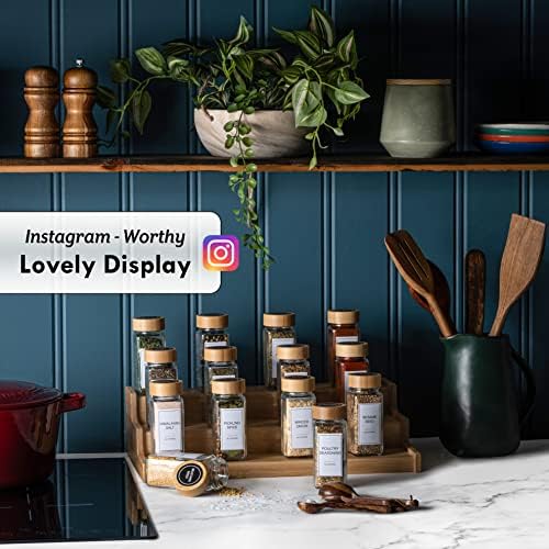 24-Piece Spice Jars Set: Glass Jars with Bamboo Lids, Labels & Funnel, Airtight Kitchen Storage