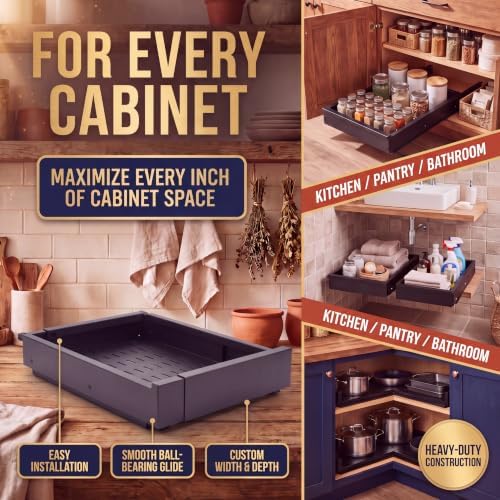 Expandable Pull Out Cabinet Organizer | 4-Way Adjustable Carbon Steel