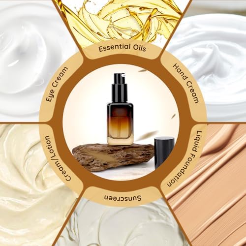 Segbeauty 1oz Glass Bottle with Pump, 30ml Empty Travel Size Pumping Lotion Dispenser Refillable, 2pcs Amber Pump Bottle Dispenser Face Cream Containers for Essential Oils Shampoo Liquid Soap Gel - Image 3