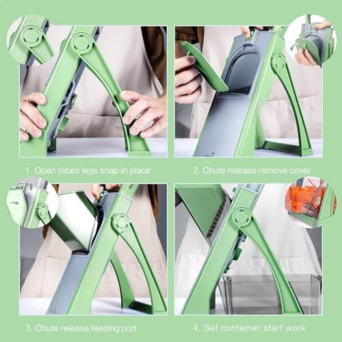 Green Mandoline Slicer Vegetable Cutter, Adjustable 0.1-8mm - Image 6