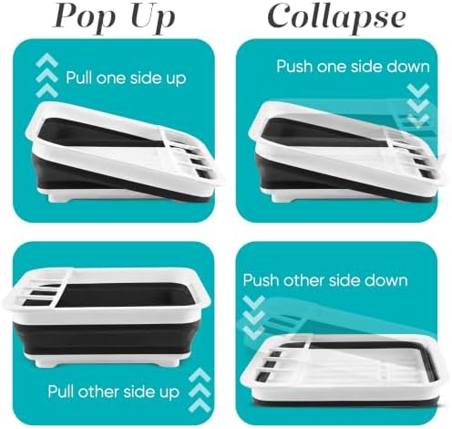 Collapsible Dish Drying Rack, Pop-Up with Drainboard, 8 Plate Capacity