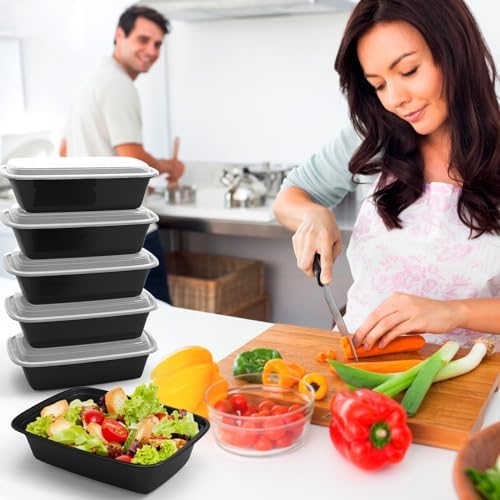 Meal Prep Containers 50 Pack 38oz Reusable, Leakproof Food Storage Containers with Lids, BPA-Free Plastic To Go Take Out Bento Box Stackable Microwave & Freezer Safe