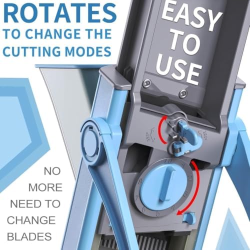 Blue Mandoline Slicer Vegetable Cutter, Adjustable 0.1-8mm - Image 4