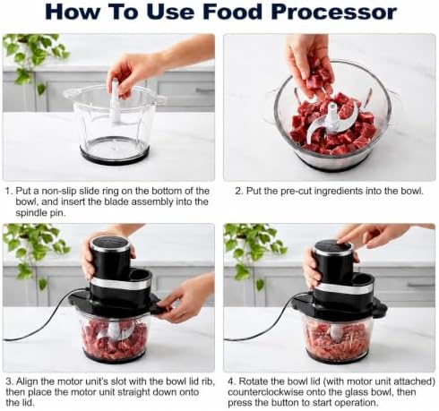 3-in-1 Food Processor, 600W Meat Grinder, Vegetable Chopper & Dough Mixer
