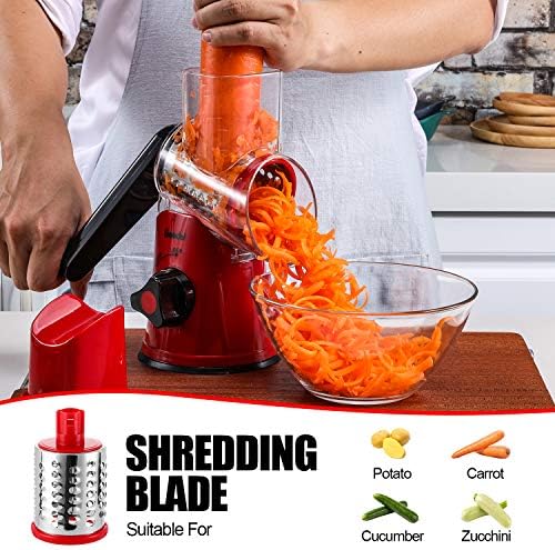 Geedel Rotary Cheese Grater Hand Crank, Cheese Shredder Vegetable Slicer - Image 5