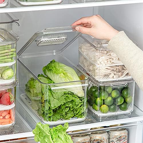 Vegetable Fruit Containers Fridge Containers,Freezer Produce Saver Refrigerator Organizer Bins with Vented Lids And Drain Tray For Pantry Fridge Freezer Cabinet Kitchen Organization
