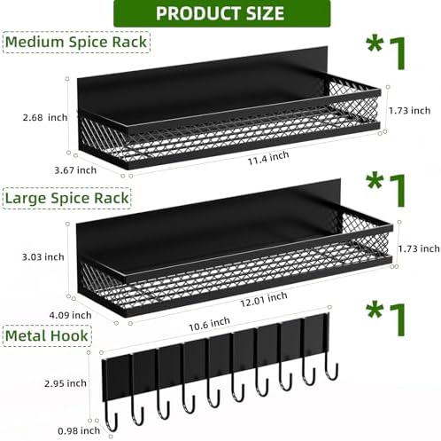 Magnetic Spice Rack for Refrigerator, 3 Pack Magnetic Shelf for Refrigerator, Movable Magnetic Basket is Used for Side Storage in Ovens, Microwaves, or Washing Machines