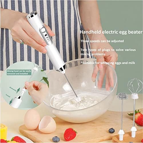 Rechargeable Milk Frother, 3-Speed Electric Handheld Frother with 2 Whisks and Coffee Decoration Tool, Stand-up Design, for Cream, Latte, Cappuccino (Black) - Image 2