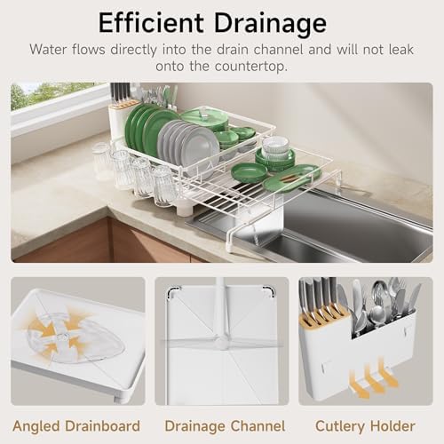 Expandable Dish Drying Rack for Kitchen Counter Dish Strainer Over the Sink