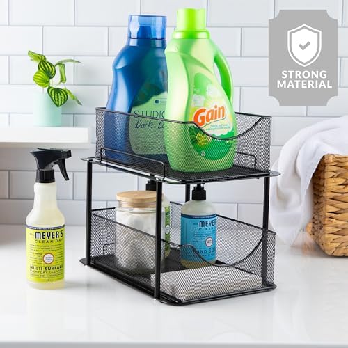 Pull-Out Under Sink Organizer, Mesh Construction (Black, 2 Pack)