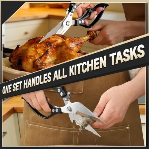 Poultry Shears Set Black - All Purpose Heavy Duty Kitchen Shears