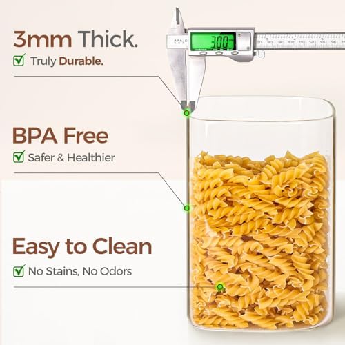 Glass Storage Jars with Bamboo Lids 3.6 Qt Large Pantry Square