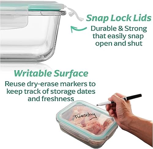 8 Pack 35 oz Glass Containers - Airtight, Microwave, Oven