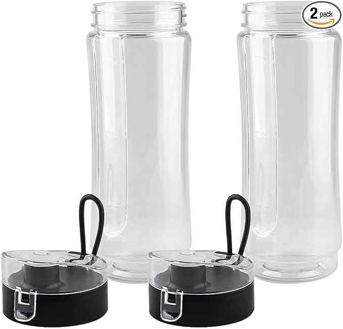 Replacement Parts 2 pack 20oz Sports Bottle with Spill-Proof Lid,Compatible with Oster MyBlend Plus Personal Blender