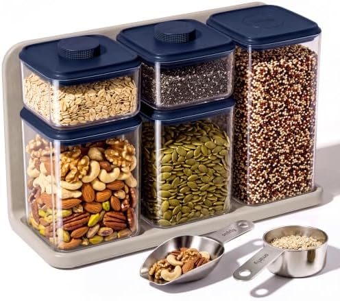 Glass Airtight Food Storage Containers with Pop Lids - Blue