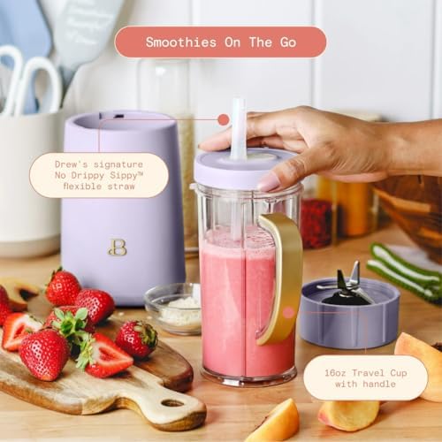 Personal Blender 12-Piece Set, 240W Motor, Emulsifying Stainless Steel Blade System, 16oz Travel Cup with Straw, BPA-Free Dishwasher Safe Jars (Lavender) - Image 4