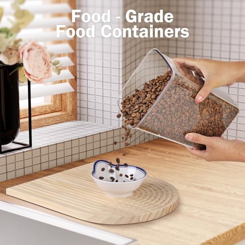 Pop Airtight Food Storage Container with Lid, 4L/4.2qt Large Cereal Flour Sugar Storage Container with Scoop, One Button Opening, BPA-Free, Kitchen Pantry Organization and Storage