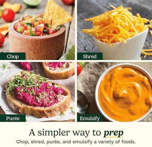 5‑Cup Chop & Shred Food Processor, Compact Food Chopper, Easy‑Store Design, Silver FP-5