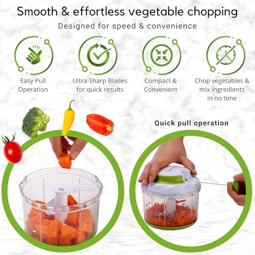 QuickPull Manual Food Chopper, 4-Cup Hand Pull Vegetable Chopper