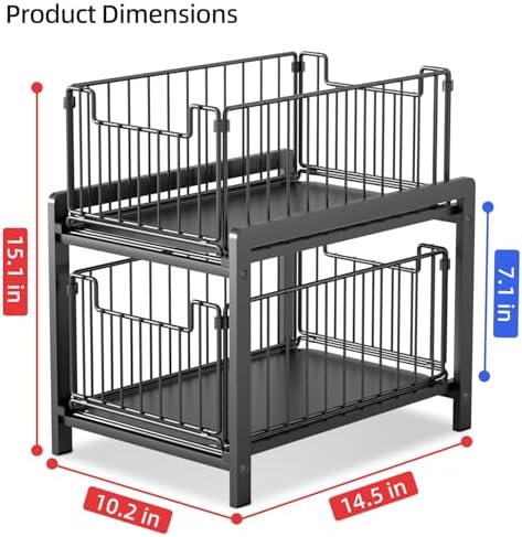 2-Tier Pull Out Cabinet Organizer, Slide Out Under Sink Organizer