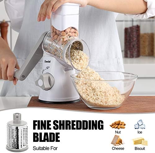 Geedel Rotary Cheese Grater Hand Crank, Cheese Shredder Vegetable Slicer - Image 5