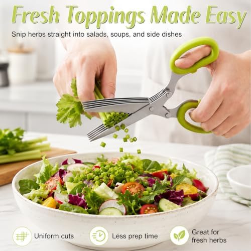 5-Layer Vegetable Shears, Multipurpose 5 Blade Scissors，Green+Blue