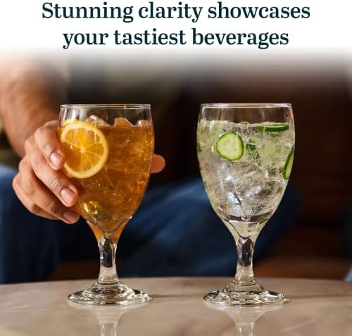 Classic Glass Goblets Set of 12, Stemmed Water & Tea Glasses