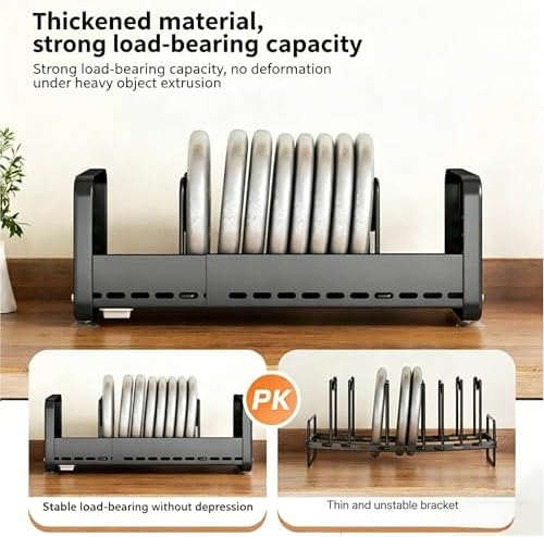 Pots and Pans Organizer Under Cabinet, Expandable Pot Lid Organizer