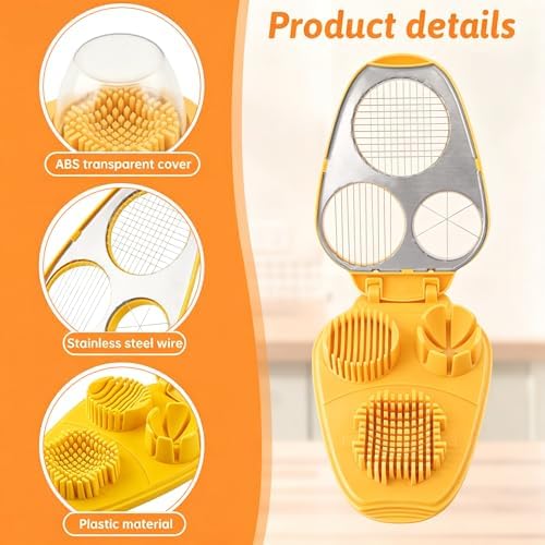 3 in 1 Egg Slicer for Hard Boiled Eggs, 3 Slice Modes with Cleaning Brush - Image 3