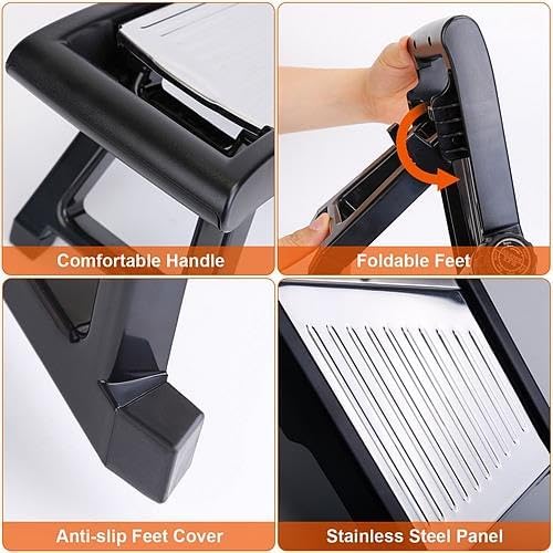 Mandoline Food Slicer Stainless Steel Food Cutter Vegetable Fruit Chopper Grater Peeler Kitchen Julienne Slicer with 5 Adjustable Blades Food Holder - Image 6